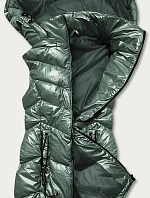 Lesklá zelená vesta s kapucňou (B8025-10)