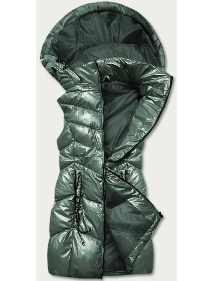 Lesklá zelená vesta s kapucňou (B8025-10) Lesklá zelená vesta s kapucňou (B8025-10)