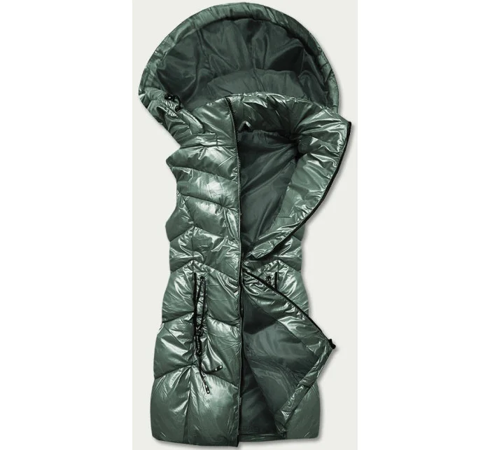 Lesklá zelená vesta s kapucňou (B8025-10) Lesklá zelená vesta s kapucňou (B8025-10)