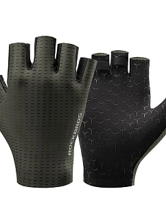 Rockbros priedušné cyklistické rukavice, krátke prsty, veľkosť: L - zelené