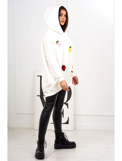 Zateplená mikina s model 19049176 motivem ecru - K-Fashion