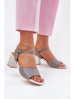 Sandały Damskie Na Słupku Vinceza 20275 Szare