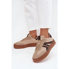 Sametové dámské tenisky na platformě Béžové model 21709523 - Boto