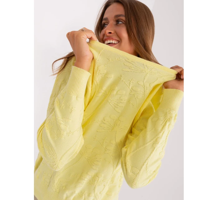 Sweter AT SW model 18895618 jasny żółty - FPrice Sweter AT SW model 18895618 jasny żółty - FPrice