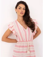 TW SK BI 28760.97 biele a ružové šaty TW SK BI 28760.97 biele a ružové šaty