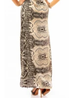 Letné dámske šaty s elegantným potlačou dlhé čierno-ecru - Farebná / S - SWEEWE