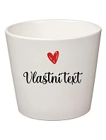 Biely keramický kvetináč s vlastným textom - malý