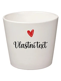 Biely keramický kvetináč s vlastným textom - malý