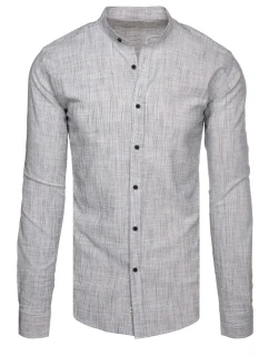 Pánská košile s dlouhým rukávem a límečkem šedá model 21989451 - Dstreet