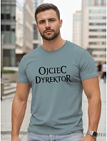 Tshirt męski klasyczny z napisem bawełniany petrol model 22217872 - FashionStreet