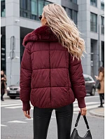 Dámska zimná prešívaná bunda s kožušinou, bordová, FashionStreet TY5817 Dámska zimná prešívaná bunda s kožušinou, bordová, FashionStreet TY5817