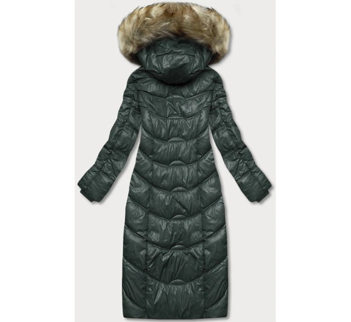 Tmavozelená ľahká dlhá dámska bunda (H-203)
