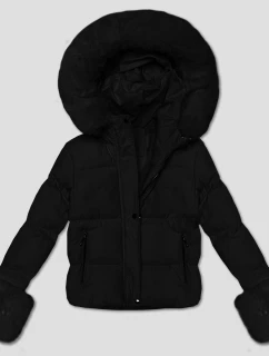 Čierna prešívaná dámska zimná bunda s kožušinou J Style (5M3355-392)