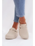 Dámské pěnové pantofle s páskem a sponou béžové model 21997775 - EVENTO