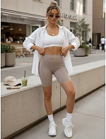 Dámske cyklistické šortky s vysokým pásom, sivé, FashionStreet SY0579 Dámske cyklistické šortky s vysokým pásom, sivé, FashionStreet SY0579