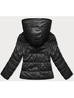 Krátká černá dámská bunda s kapucí model 18841706 - S'WEST