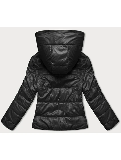 Krátká černá dámská bunda s kapucí model 18841706 - S'WEST