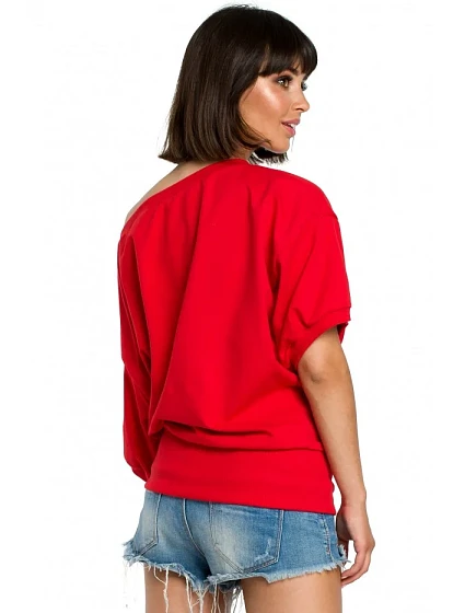 model 18001816 Halenka nadměrné velikosti se zavinovacími detaily červená - BeWear