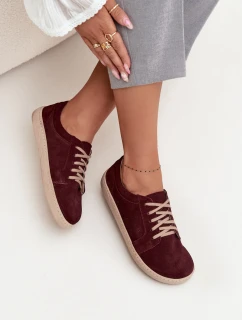 Semišové barefoot tenisky z prírodného semišu Zazoo - bordová
