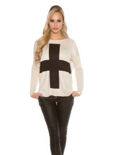 Trendy KouCla Oversize jumper with cross