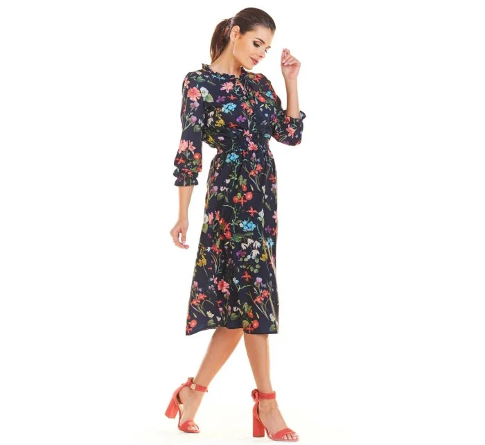 Denné šaty model M201 modré - kvetovaný vzor - Infinite You