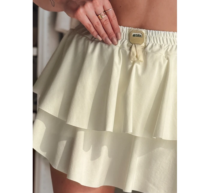 Mini sukňa s volánom FALBELA ecru FashionStreet CY0493