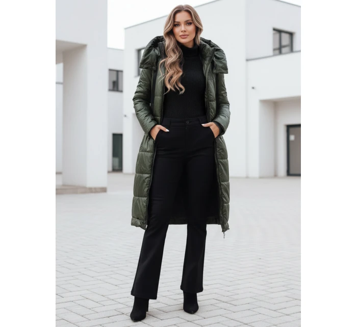 Dámská přechodná bunda prošívaná s kapucí zelená Dstreet model 21991078 - FashionStreet