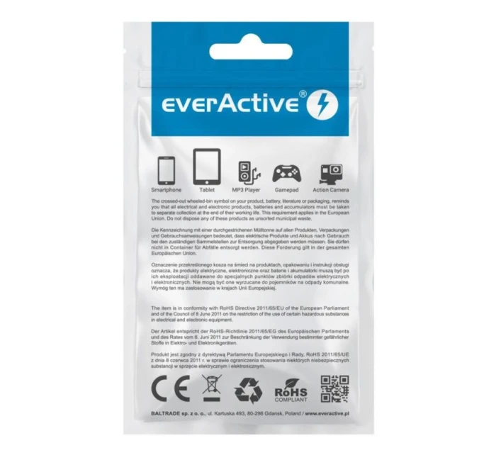 Napájací kábel everActive CBS-1IB (USB - Lightning ; 1 m; farba čierna)