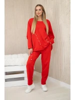 Oversize bavlněný komplet teplákové + kalhoty červený Oversize bavlněný komplet teplákové + kalhoty červený