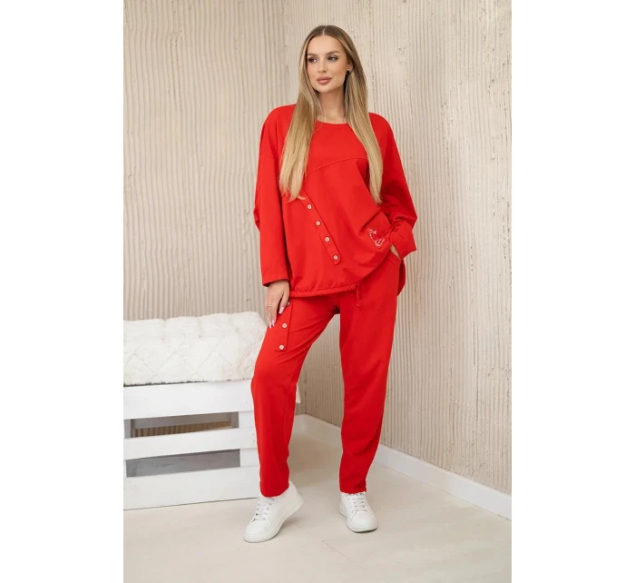 Oversize bavlněný komplet teplákové + kalhoty červený Oversize bavlněný komplet teplákové + kalhoty červený