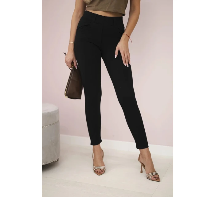 Bavlnené nohavice s mašľou čierne