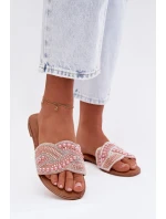 Zdobené dámské ploché nazouváky růžové Dovima Zdobené dámské ploché nazouváky růžové Dovima