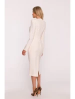 Tužkové šaty s ozdobnými rameny kost model 22290548 - STYLOVE Tužkové šaty s ozdobnými rameny kost model 22290548 - STYLOVE