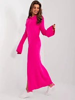 Ružové fluo maxi šaty s gombíkmi (7000)
