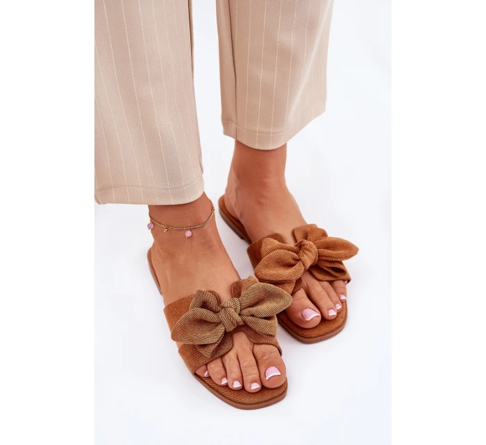 Płaskie Klapki Damskie Z Kokardką Camel Tobin