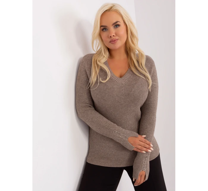 Sweter PM SW PM model 18949004 ciemny bezowy - FPrice Sweter PM SW PM model 18949004 ciemny bezowy - FPrice