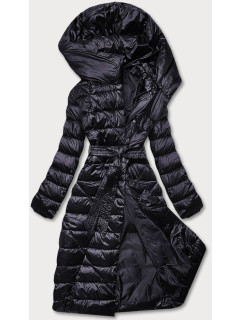 Prešívaný kabát v baklažánovej farbe s kapucňou (AG1-J9069)