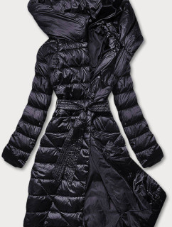 Prešívaný kabát v baklažánovej farbe s kapucňou (AG1-J9069)