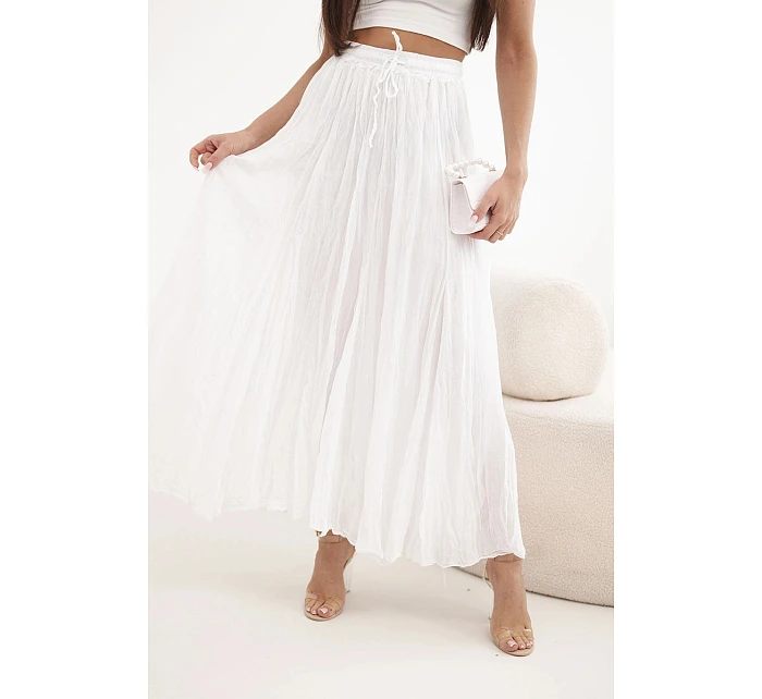 Dámská maxi bavlněná sukně s gumičkou v pase camelová