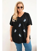 Dámská bavlněná halenka Plus Size s model 22185745 černá - K-Fashion Dámská bavlněná halenka Plus Size s model 22185745 černá - K-Fashion