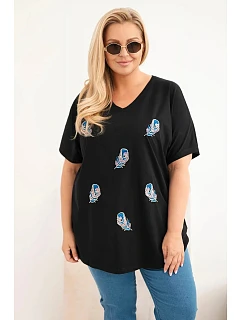 Dámská bavlněná halenka Plus Size s model 22185745 černá - K-Fashion