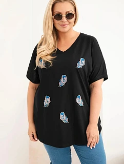 Dámská bavlněná halenka Plus Size s model 22185745 černá - K-Fashion