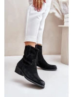 Dámské Zamszové Boty Na Nízkém Podpatku Zateplené  Černé model 21674402 - SERGIO LEONE