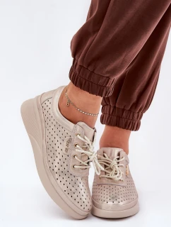 Dámské Kožené Sportovní Tenisky Zlaté model 21686723 - VINCEZA