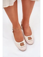 Kožené Elegantní Dámské Sandály Na Podpatku D&A model 21686994 Béžové - S.Barski Kožené Elegantní Dámské Sandály Na Podpatku D&A model 21686994 Béžové - S.Barski