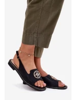 Dámské Sandály Na Plochém Podpatku S Ozdobou model 21698199 Černé - S.Barski