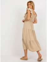 Sukienka DHJ SK model 18605439 ciemny bezowy - FPrice Sukienka DHJ SK model 18605439 ciemny bezowy - FPrice