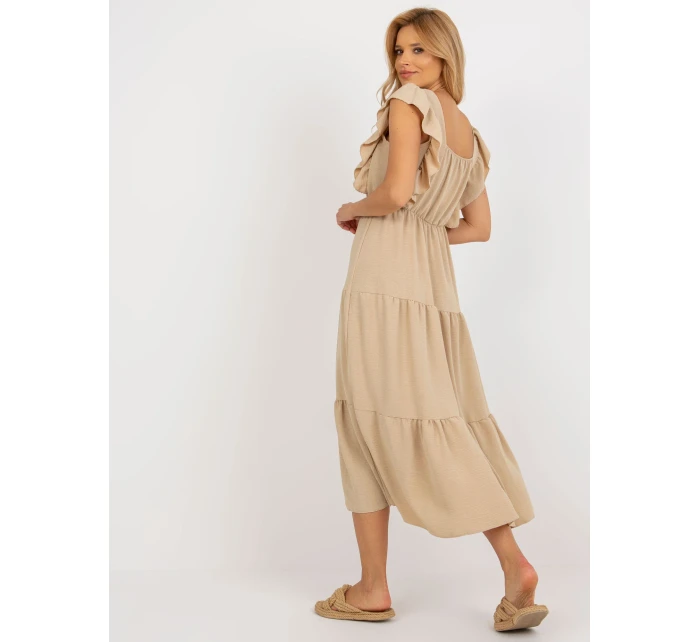 Sukienka DHJ SK model 18605439 ciemny bezowy - FPrice Sukienka DHJ SK model 18605439 ciemny bezowy - FPrice