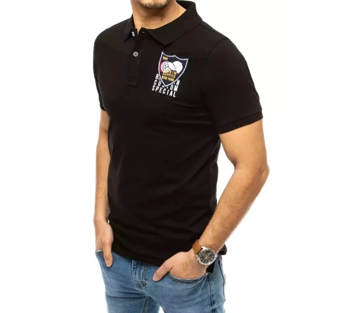 FashionStreet čierne vyšívané polo tričko PX0389