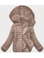 Prešívaná béžová dámska bunda s kapucňou (B0124-46)